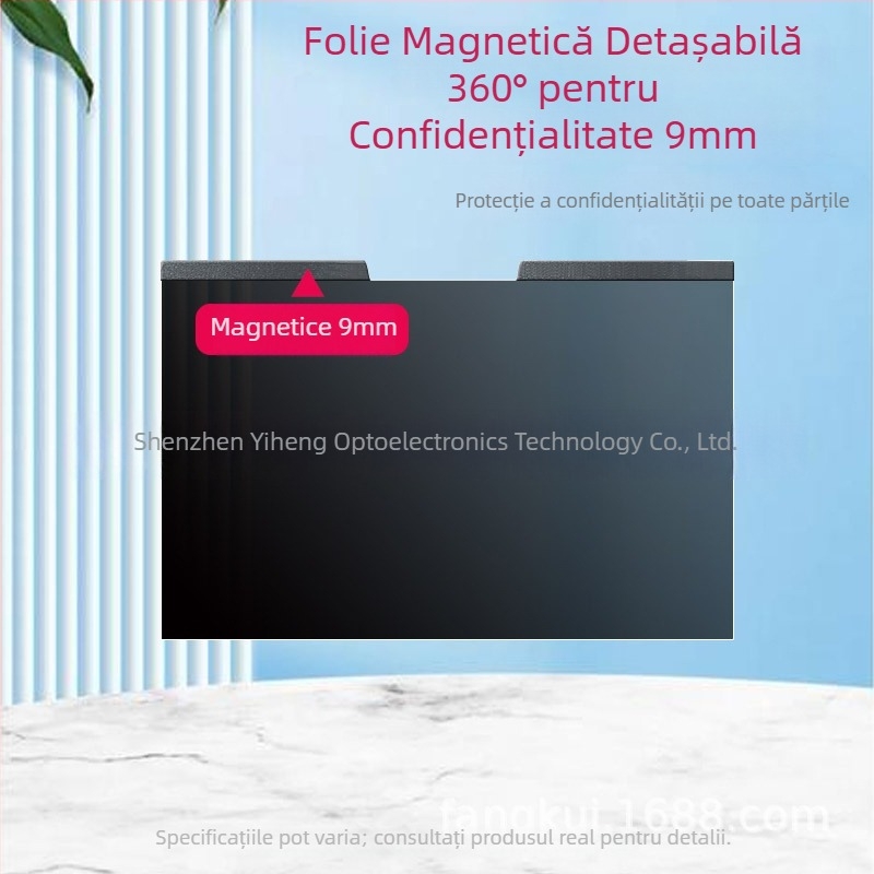 Film magnetic de confidențialitate pentru laptop, detașabil, fără adeziv; 13,3/14/15,6/16 inch; anti-reflexie