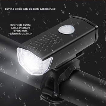 Forever lumină față pentru bicicletă de munte, încărcare USB-C, pentru noapte, montaj cu cataramă, model 2255