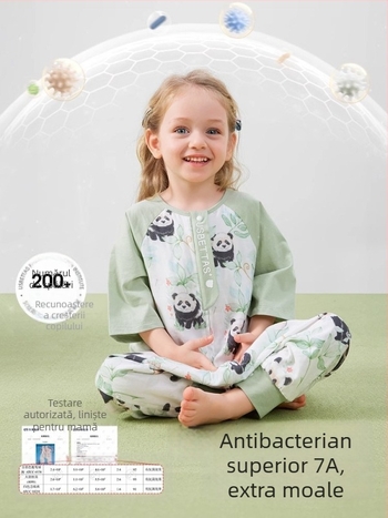 Sac de dormit pentru bebeluși cu design cu picioare separate, material exterior din fibre de bambus, căptușeală din bumbac, umplutură din fibre reciclate 70%