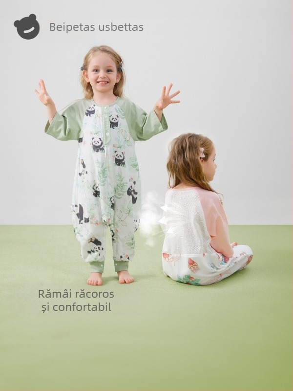 Sac de dormit pentru bebeluși cu design cu picioare separate, material exterior din fibre de bambus, căptușeală din bumbac, umplutură din fibre reciclate 70%