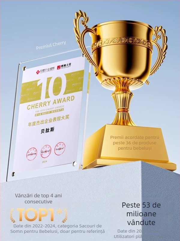 Sac de dormit pentru bebeluși cu design cu picioare separate, material exterior din fibre de bambus, căptușeală din bumbac, umplutură din fibre reciclate 70%