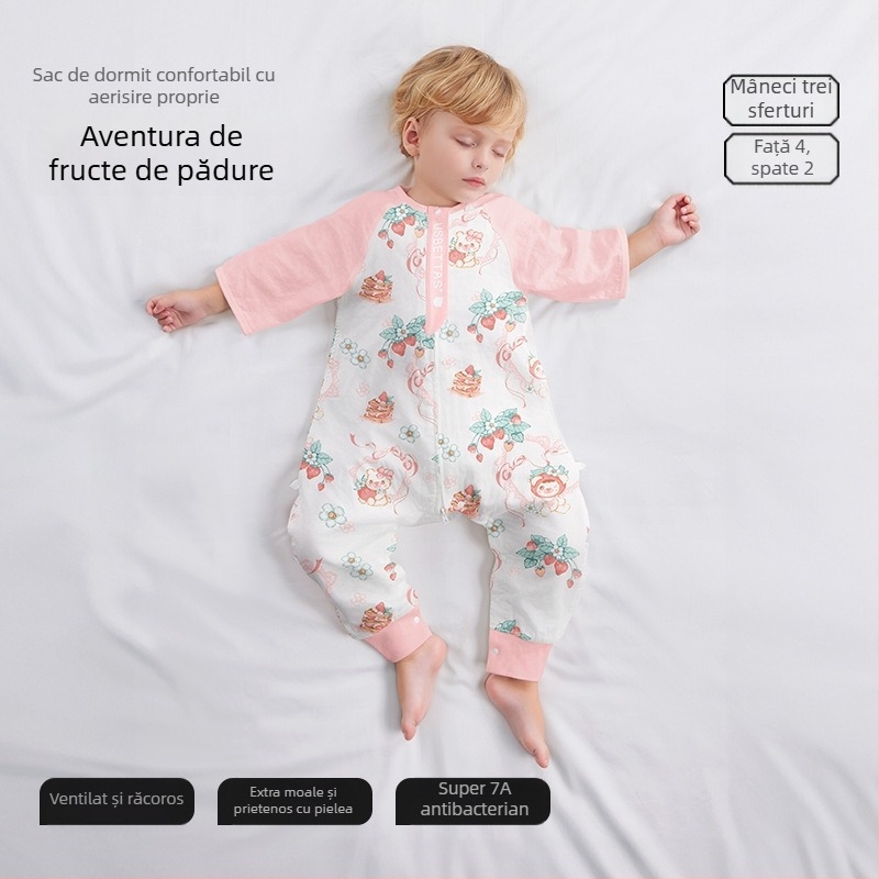 Sac de dormit pentru bebeluși cu design cu picioare separate, material exterior din fibre de bambus, căptușeală din bumbac, umplutură din fibre reciclate 70%