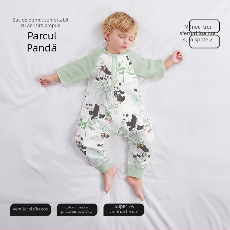 Sac de dormit pentru bebeluși cu design cu picioare separate, material exterior din fibre de bambus, căptușeală din bumbac, umplutură din fibre reciclate 70%