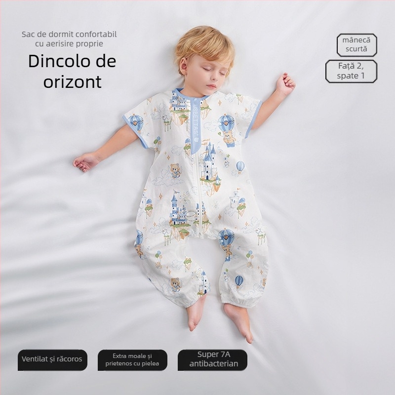 Sac de dormit pentru bebeluși cu design cu picioare separate, material exterior din fibre de bambus, căptușeală din bumbac, umplutură din fibre reciclate 70%