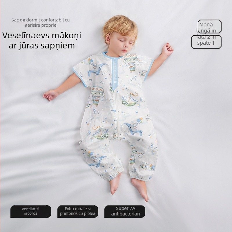 Sac de dormit pentru bebeluși cu design cu picioare separate, material exterior din fibre de bambus, căptușeală din bumbac, umplutură din fibre reciclate 70%