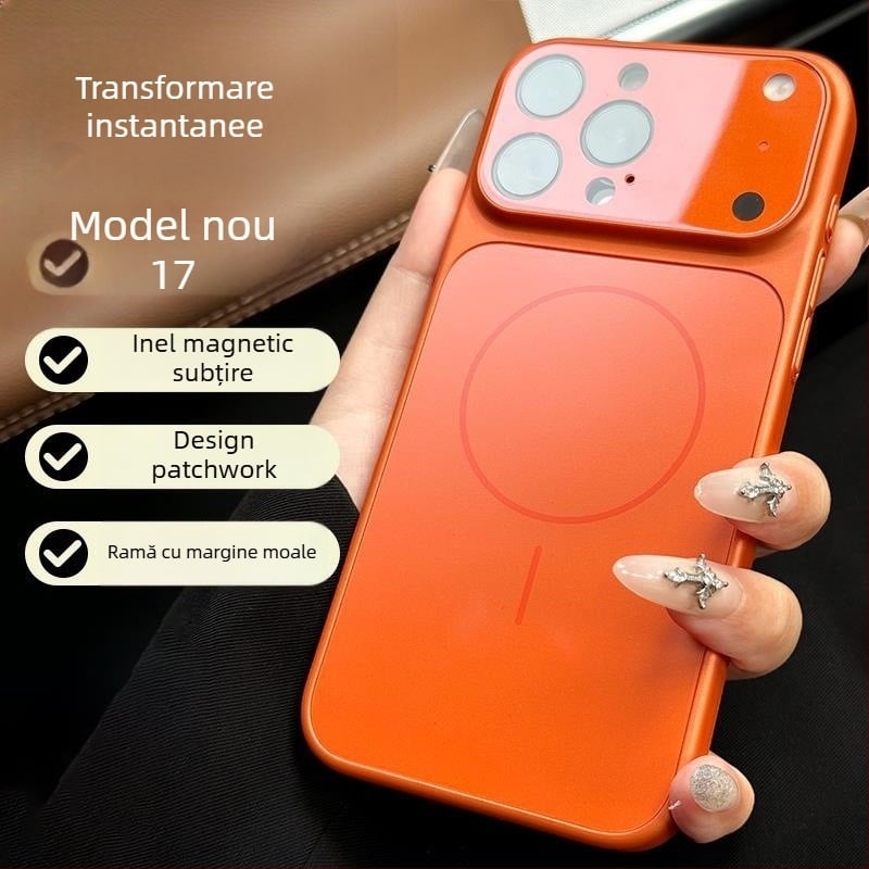 Carcasă pentru iPhone 15–17 serie, finisaj mat, rezistentă la șocuri, antiamprentă, folie pentru obiectiv, policarbonat