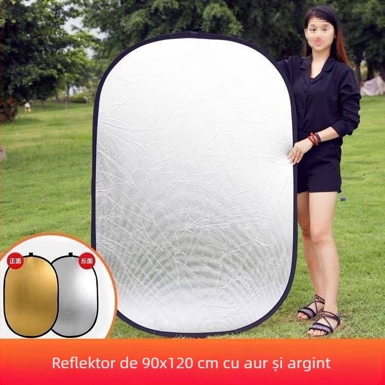 Reflector de iluminare pliabil, portabil — panou mare de lumină pentru fotografie și machiaj, pentru transmisiuni live în interior/exterior, călătorii și camping