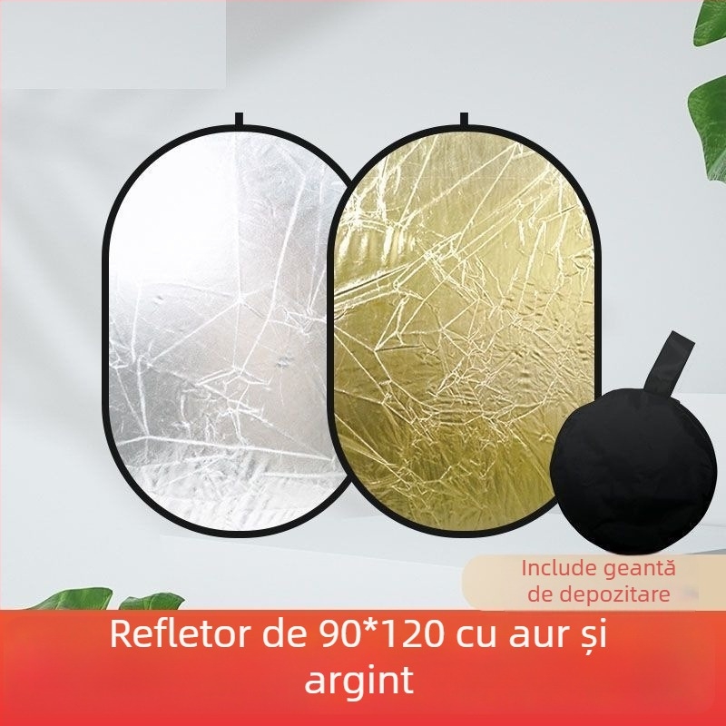 Reflector de iluminare pliabil, portabil — panou mare de lumină pentru fotografie și machiaj, pentru transmisiuni live în interior/exterior, călătorii și camping