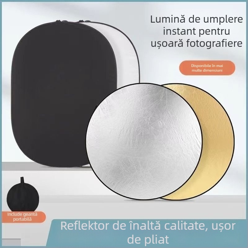 Reflector de iluminare pliabil, portabil — panou mare de lumină pentru fotografie și machiaj, pentru transmisiuni live în interior/exterior, călătorii și camping