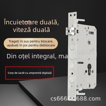 Încuietoare inteligentă cu amprentă – corp din oțel inoxidabil, limbă pătrată, cilindric, anti-blocare, sistem dublu încuiere (Model 712-all steel, 700 g, Brand Qianlan)