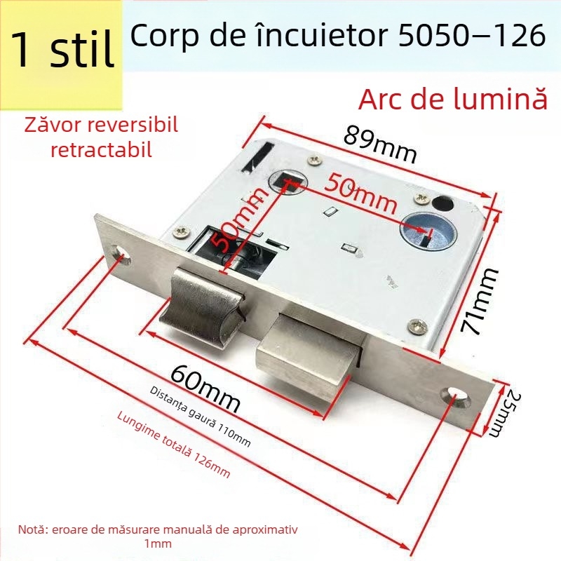 XBK 01 130 mm distanță între găuri, încuietoare pentru uși din lemn, aliaj de zinc, corp cu limbă dublă 5050
