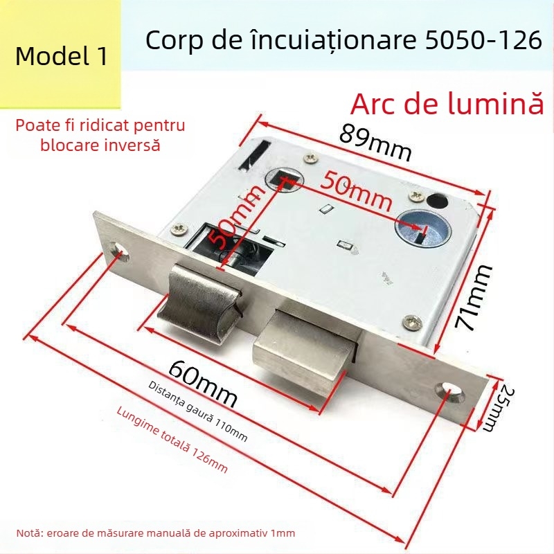 XBK 01 130 mm distanță între găuri, încuietoare pentru uși din lemn, aliaj de zinc, corp cu limbă dublă 5050