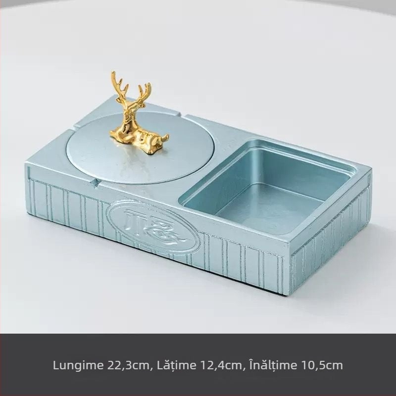 Cenușar din PET cu lanț pentru chei, reutilizabil, design pătrat minimalist pentru uz casnic