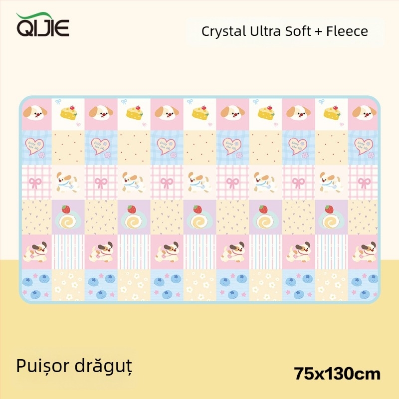 Cuvertură din poliester cu două straturi din flanelă – model desen animat, pentru toate sezoanele, personalizabilă, 260–600 g