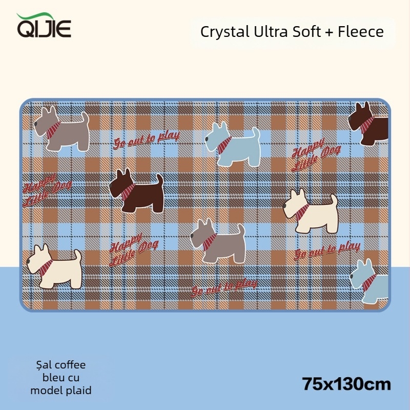 Cuvertură din poliester cu două straturi din flanelă – model desen animat, pentru toate sezoanele, personalizabilă, 260–600 g