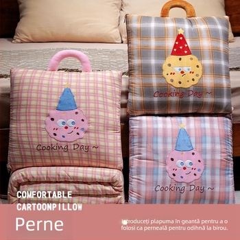 Perne-pătură din pluș, husă din pluș, umplutură PP bumbac, broderie, model animale drăguțe, stil desen animat