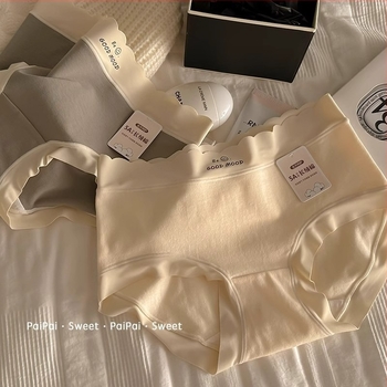 Chiloți pentru fete din bumbac respirant, talie medie, căptușeală din bumbac în zona intimă, 90–95% bumbac