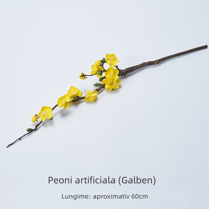 Flori artificiale de prune – stil chinezesc, accesorii pentru fotografie culinară, set cu fundal vintage