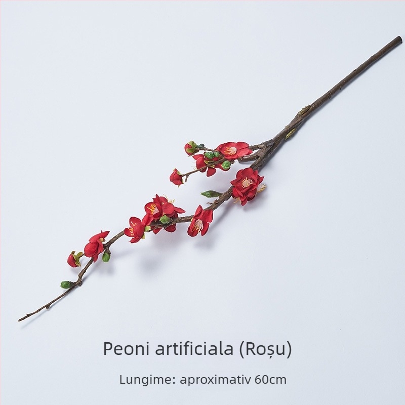 Flori artificiale de prune – stil chinezesc, accesorii pentru fotografie culinară, set cu fundal vintage