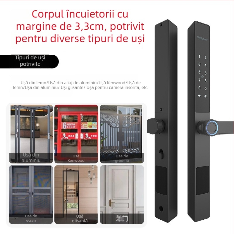 Încuietoră inteligentă externă impermeabilă cu amprentă și parolă – model A2, 100 amprente stocate, >2000 de deblocări, scanare <0,5 s, -25°C până la 70°C, umiditate 93%