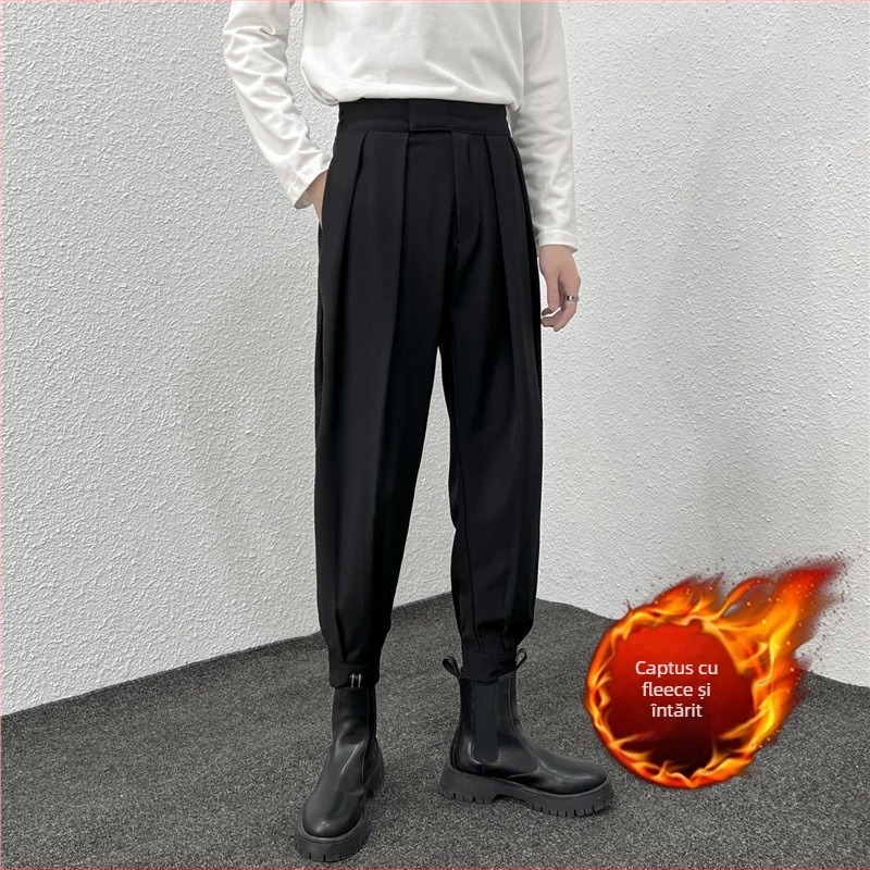 Pantaloni bărbați, croială dreaptă, iarnă, 90% poliester, amestec microelastic