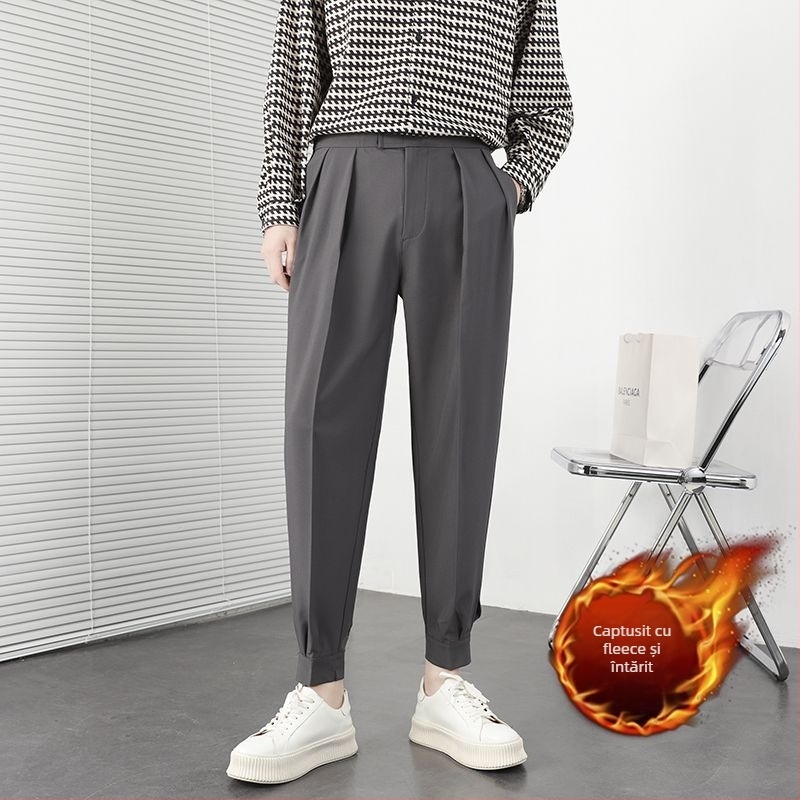 Pantaloni bărbați, croială dreaptă, iarnă, 90% poliester, amestec microelastic