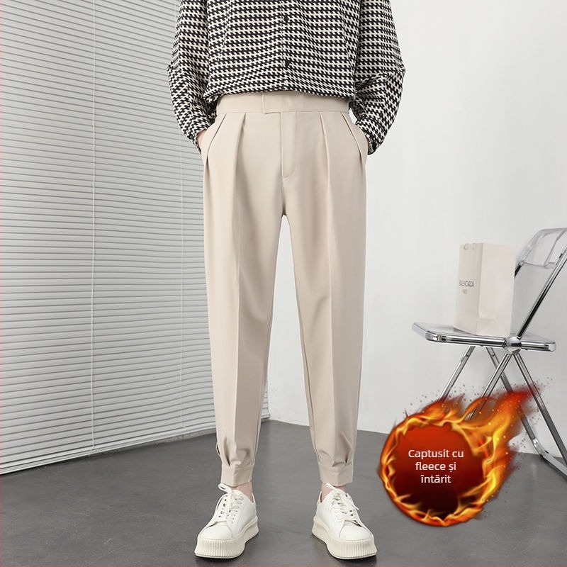 Pantaloni bărbați, croială dreaptă, iarnă, 90% poliester, amestec microelastic