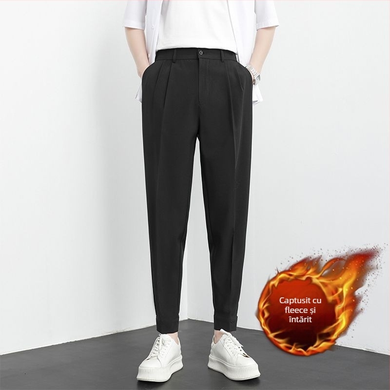 Pantaloni bărbați, croială dreaptă, iarnă, 90% poliester, amestec microelastic