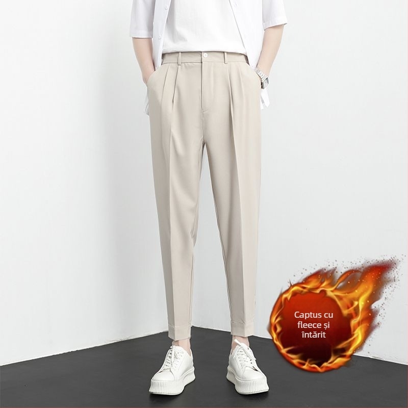 Pantaloni bărbați, croială dreaptă, iarnă, 90% poliester, amestec microelastic