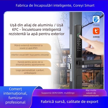 Blocare cu amprentă impermeabilă pentru uși glisante din aluminiu, margine îngustă și vizor optic