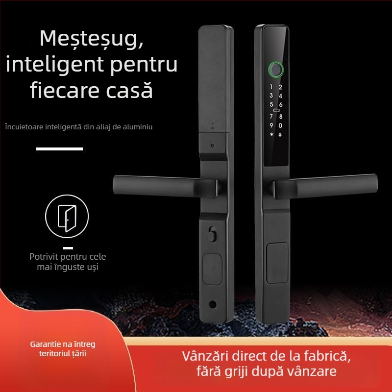 Blocare cu amprentă impermeabilă pentru uși glisante din aluminiu, margine îngustă și vizor optic
