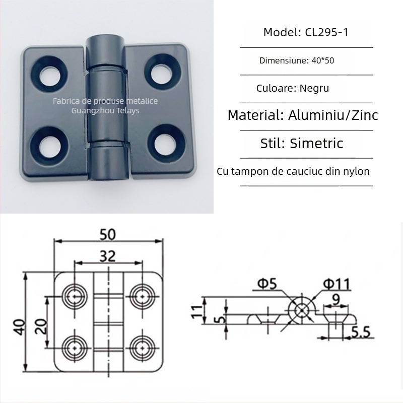 Balama Cl295 pentru uși pliante ale dulapului de distribuție din aliaj de zinc; balama obișnuită, groasă; finisaj vopsire cu spray; marcă Ternis