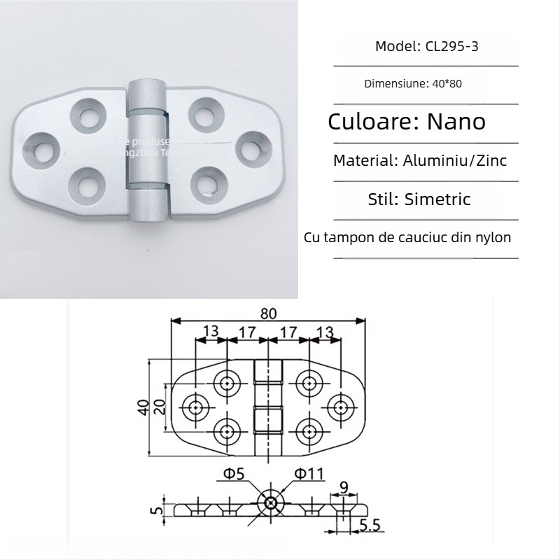 Balama Cl295 pentru uși pliante ale dulapului de distribuție din aliaj de zinc; balama obișnuită, groasă; finisaj vopsire cu spray; marcă Ternis