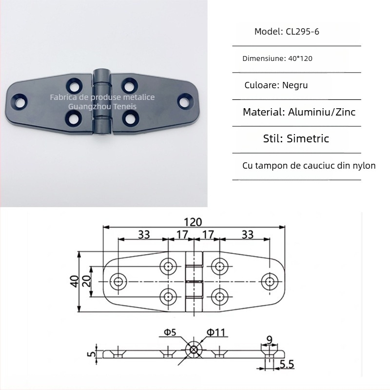 Balama Cl295 pentru uși pliante ale dulapului de distribuție din aliaj de zinc; balama obișnuită, groasă; finisaj vopsire cu spray; marcă Ternis