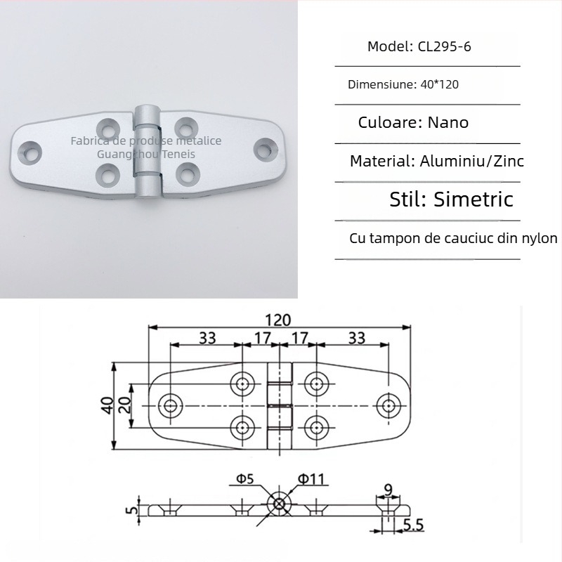 Balama Cl295 pentru uși pliante ale dulapului de distribuție din aliaj de zinc; balama obișnuită, groasă; finisaj vopsire cu spray; marcă Ternis