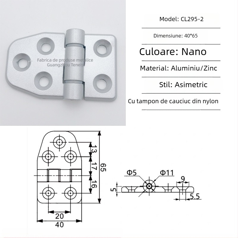 Balama Cl295 pentru uși pliante ale dulapului de distribuție din aliaj de zinc; balama obișnuită, groasă; finisaj vopsire cu spray; marcă Ternis