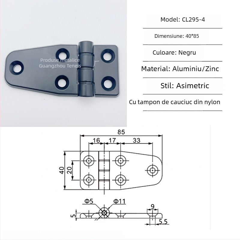 Balama Cl295 pentru uși pliante ale dulapului de distribuție din aliaj de zinc; balama obișnuită, groasă; finisaj vopsire cu spray; marcă Ternis