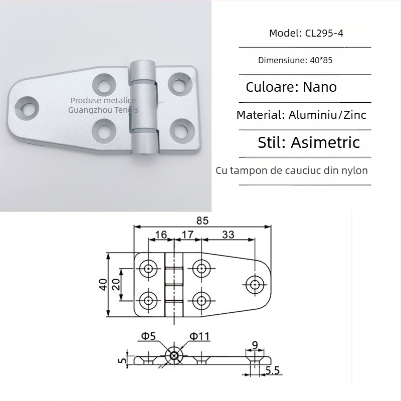 Balama Cl295 pentru uși pliante ale dulapului de distribuție din aliaj de zinc; balama obișnuită, groasă; finisaj vopsire cu spray; marcă Ternis