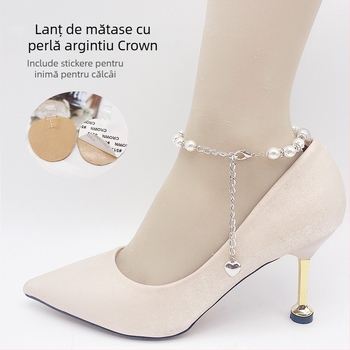 Șiret pentru pantofi cu toc, stil perlă, anti-alunecare, fără montaj, lungime reglabilă, pentru toate anotimpurile