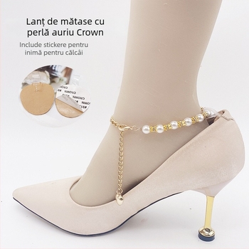 Șiret pentru pantofi cu toc, stil perlă, anti-alunecare, fără montaj, lungime reglabilă, pentru toate anotimpurile