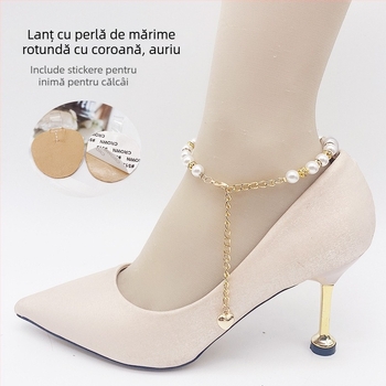 Șiret pentru pantofi cu toc, stil perlă, anti-alunecare, fără montaj, lungime reglabilă, pentru toate anotimpurile