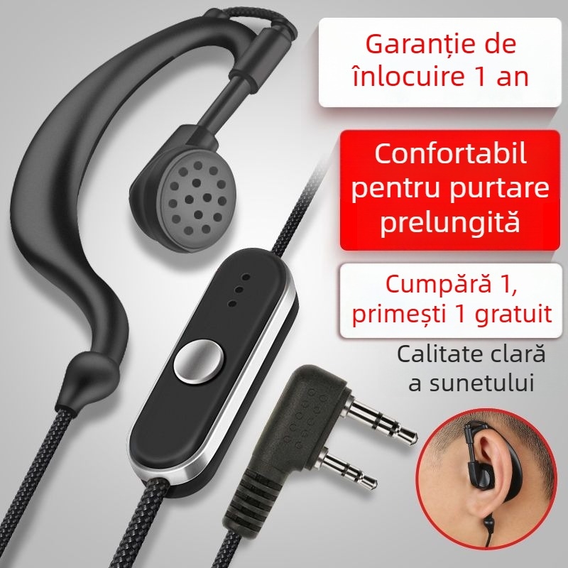 Cablu headset pentru interfon cu conectori M sau K, universal, design curbat extensibil, voce HD, rază 5–10 km
