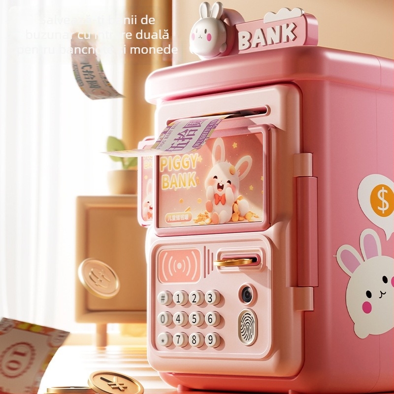 Casă de economii pentru copii Shangyu cu senzor automatic și cutie de parolă cu amprentă; din plastic, personalizabilă, turnare prin injecție, importat