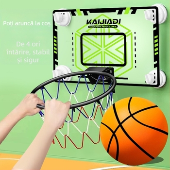 Coș de baschet cu panou pentru copii, montat pe perete – fără găuri, PVC, 0,5–3 kg, interior/exterior, silențios