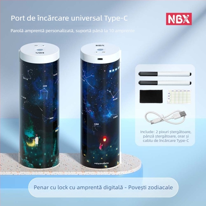 NBX penar pentru creioane cu blocare prin amprentă și parolă, cu calculator – cutie inteligentă de rechizite pentru elevi din învățământ primar