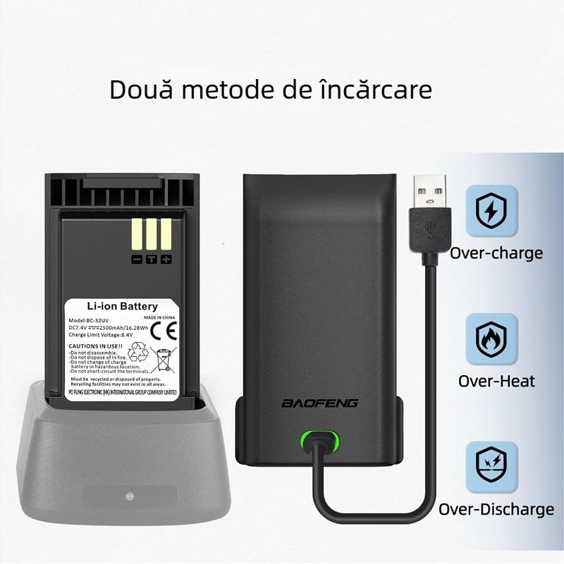 Baofeng DM-32 stație radio digitală cu GPS și Bluetooth, 10W RF, 288 canale, baterie Li-ion 2500 mAh