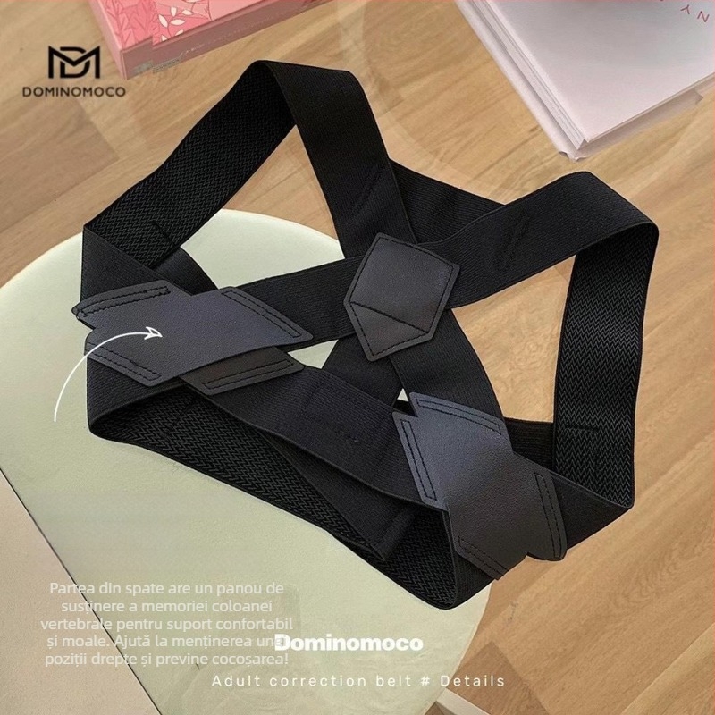 DM Curea de Corecție a Posturii pentru Adulți 2.0 - Material PU, pentru adulți, corectează postura la ședere și în picioare, potrivită pentru iarnă, primăvară, toamnă