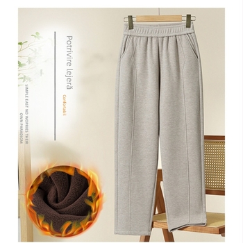 Pantaloni lungi pentru femei, talie înaltă și croială lejeră, drepti, țesătură poliester groasă (conținut 50–70%), sezon de iarnă 2025, pentru femei de vârstă mijlocie și în vârstă