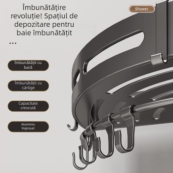 Raft triunghiular pentru baie, montat pe perete – aliaj de aluminiu, suprafață din plastic pulverizat, sarcină 10 kg, 1–3 etaje, stil lux ușor