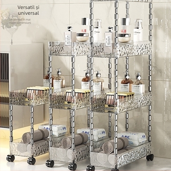 Rafturi de baie din plastic, patru niveluri, pentru spațiul dintre toaletă, capacitate 5 kg